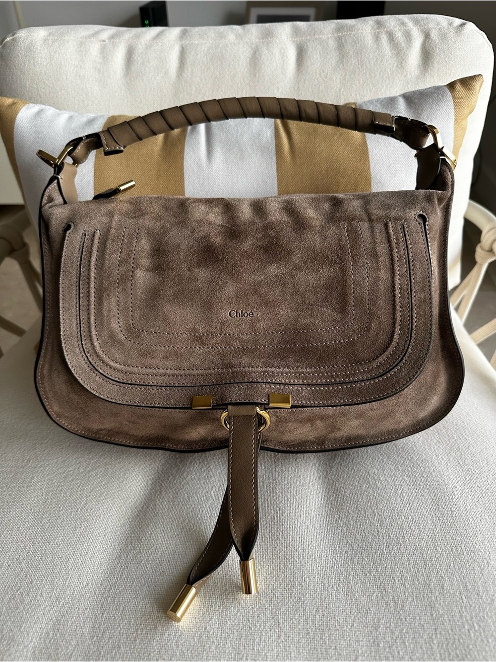 CHLOÉ Marcie suede shoulder bag small in boyish brown - Picture 3 of 14